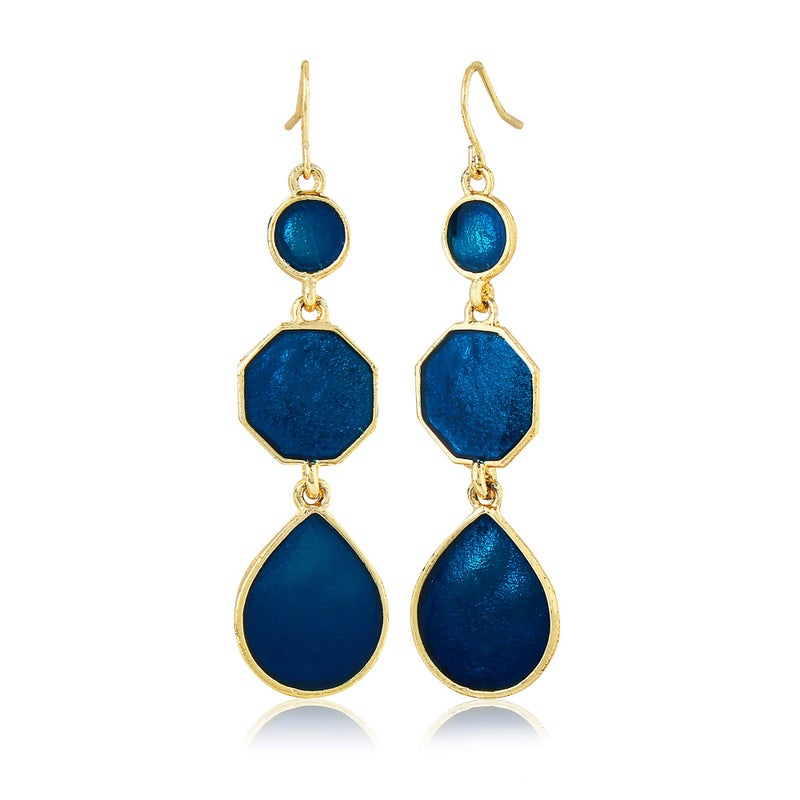 Moonstruck Peacock Blue Enamel Dangle Drop Earrings for Women â€“ Gold-Plated Alloy, 6.5cm Length, Lightweight Ethnic & Western Wear Accessory - Image 2